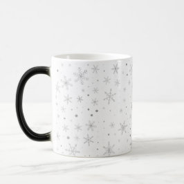 Caneca Mágica Floco de neve da cintilação - cinza & Branco de