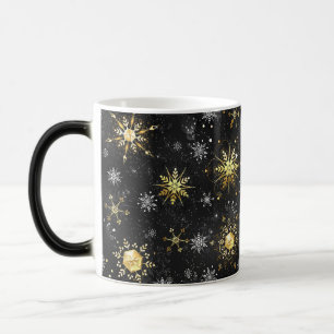 Caneca Mágica Flocos de neve do Ouro Xmas em preto