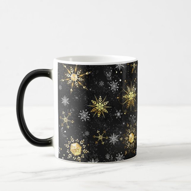 Caneca Mágica Flocos de neve do Ouro Xmas em preto (Esquerda)