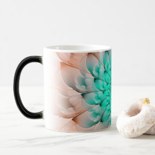 Caneca Mágica Flor bonita do Fractal de turquesa da flor do