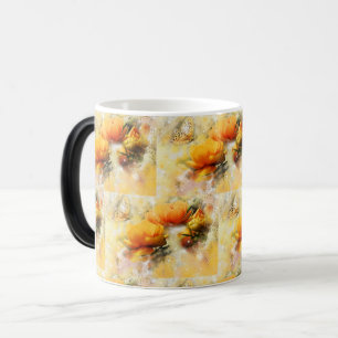 Caneca Mágica Flor de Aquarela e Arte de Borboleta