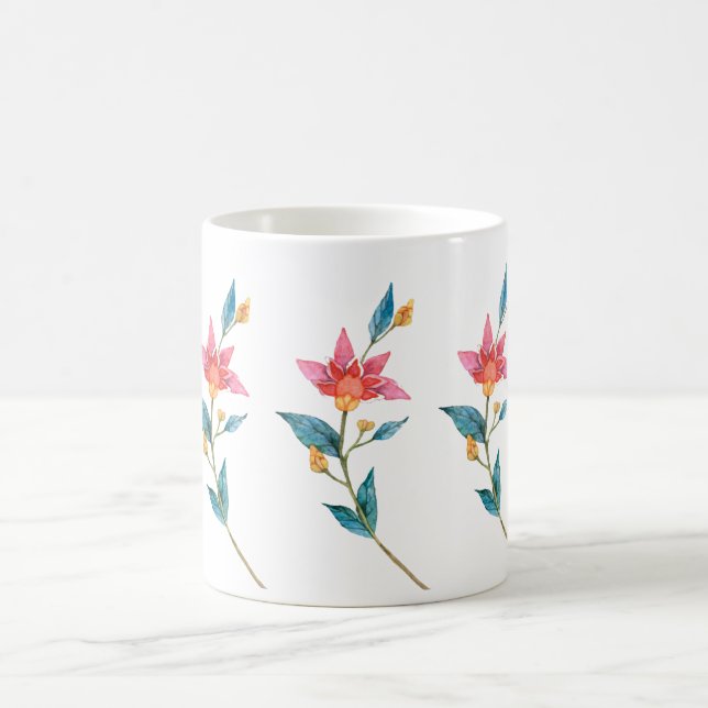 Caneca Mágica Flor de aquarela rosa (Centro)