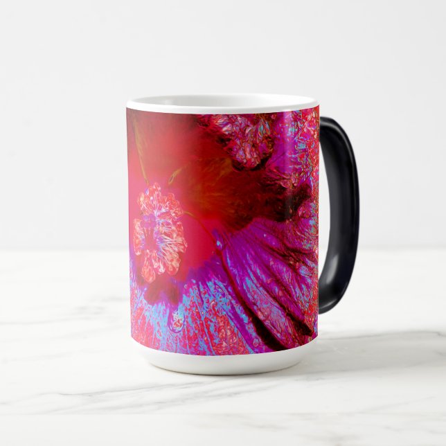 Caneca Mágica Flor de Hibiscus Vermelho Retro Triquete Psicodéli (Frente Esquerda)