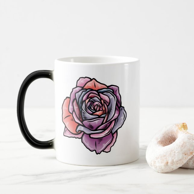 Caneca Mágica Flor Rosa colorido (Com Donut)