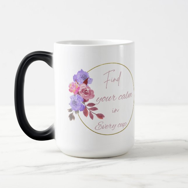 Caneca Mágica Floral com design de cãozinho (Esquerda)