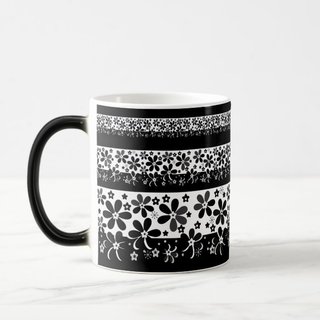 Caneca Mágica Floral preto e branco (Esquerda)