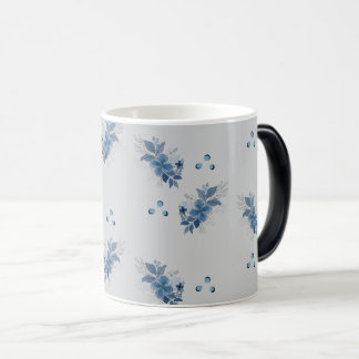 Caneca Mágica Flores Azuis em Aquarela
