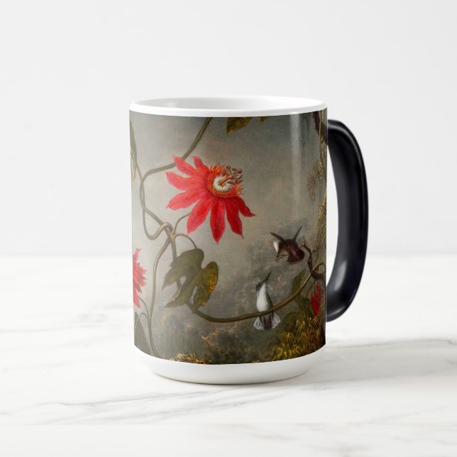 Caneca Mágica Flores de Paixão com Pássaros Hummingbird (Frente Esquerda)