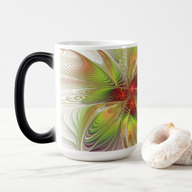 Caneca Mágica Flores fractais de fantasia macias e ternas  (Com Donut)