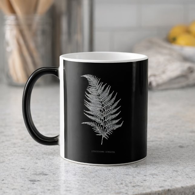 Caneca Mágica Folha de Samambaia Ocre, Gymnogramma Ochracea (Ochre Fern Frond, Gymnogramma Ochracea. Color Morph Mug)