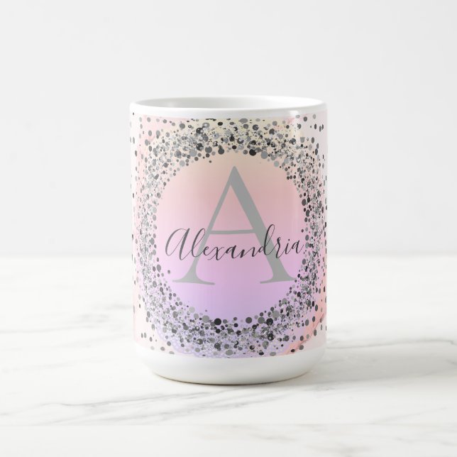 Caneca Mágica Folha rosa Prateada Espetada, Personalizada (Center)