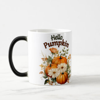 Caneca Mágica Folhas de Abóbora de Aquarela