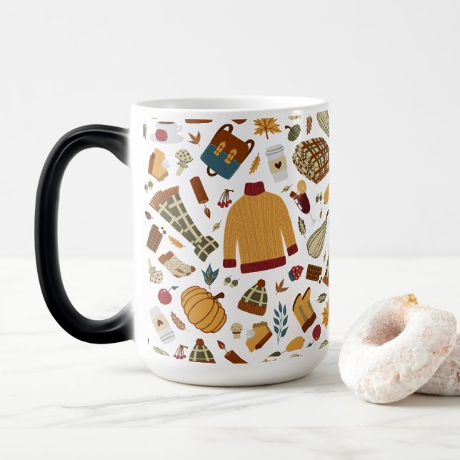 Caneca Mágica Folhas de outono Únicas Folhas de outono (Com Donut)