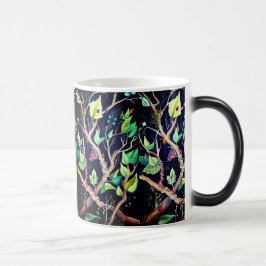 Caneca Mágica Folhas e pintura de borboletas