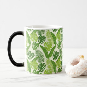 Caneca Mágica Folhas Tropicais & Padrão Sem Costura Monstera