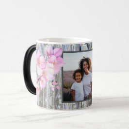 Caneca Mágica Foto da linda coloração-d'água rosa cereja floresc