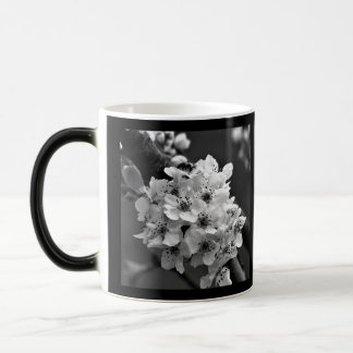 Caneca Mágica Foto de Pequenas Flores Brancas P&B