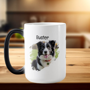 Caneca Mágica Foto Pet Border Collie Branco/Preto Personalizar