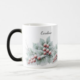Caneca Mágica Frosted Winter Berry and Spruce Botanical Holiday