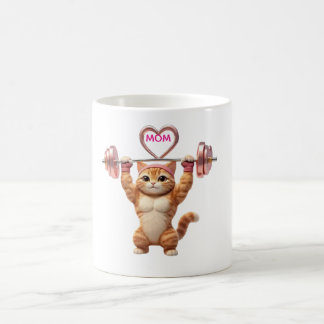 Caneca Mágica Funny Muscular Cat Mother's Day Gym Mom Coffee Mug