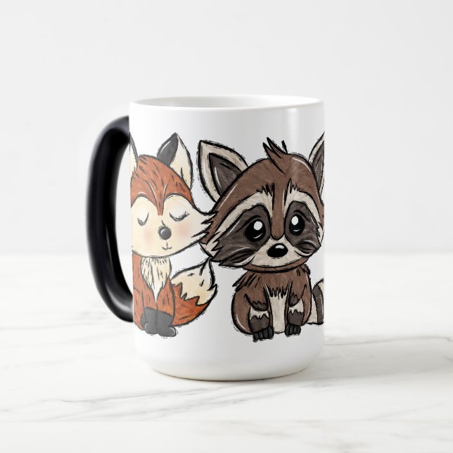 Caneca Mágica Furry Friends Raccoon, Fox e Squirrel (Frente Esquerda)