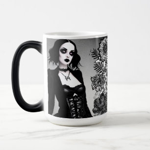 Caneca Mágica Garota Gótica Branca e Negra
