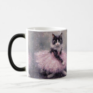 Caneca Mágica Gata Bailarina Espelhada em Tutu Rosa             