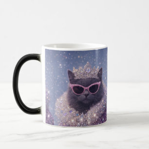 Caneca Mágica Gata Rainha Glamurosa Retrato de Fantasia Brilhant