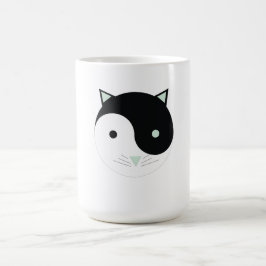 Caneca Mágica Gatinho Yin Yang com verde, preto e branco da Casa