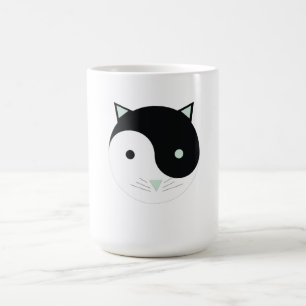 Caneca Mágica Gatinho Yin Yang com verde, preto e branco da Casa