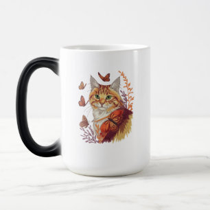 Caneca Mágica Gato com Borboletas Monarcas