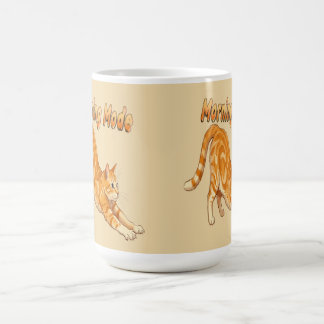 Caneca Mágica Gato Laranja Listrado Modo Manhã Se Espreguiçando