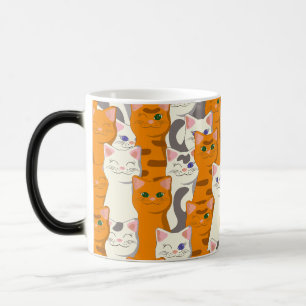 Caneca Mágica Gatos brancos e gengibres padrão olhos verdes olho