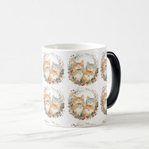 Caneca Mágica Gatos Festivos na Arte da Fúria de Natal