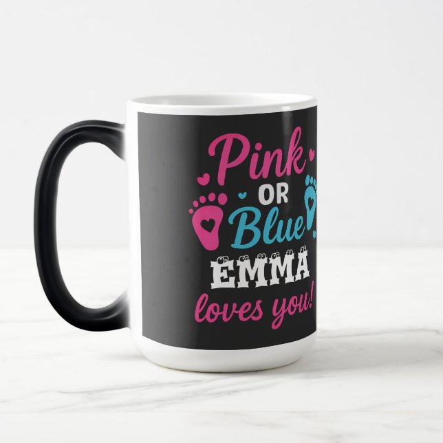 Caneca Mágica Gênero Personalizado Revelar Rosa ou Azul Bebê (Esquerda)