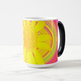 Caneca Mágica Girassol Amarelo em espiral psicodélica