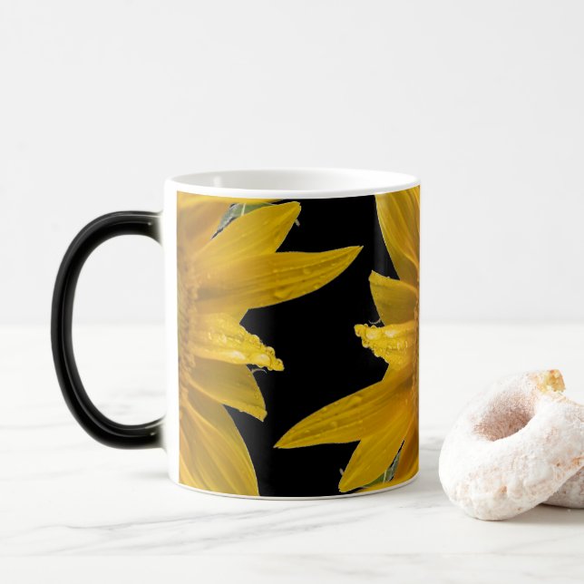 Caneca Mágica Girassol com gotas de chuva (Com Donut)