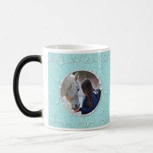 Caneca Mágica Girly Blue Faux Sparkly Dois Aumentos Fotográficos