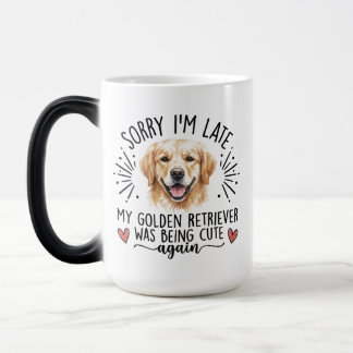 Caneca Mágica Golden Retriever Sorry Im Late Funny Dog Lover