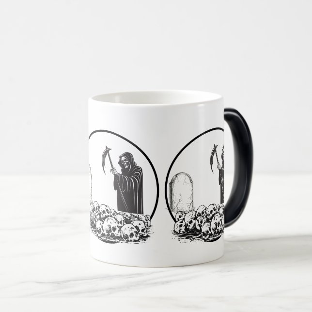 Caneca Mágica Gothic Grim Reaper and Skulls Ceramic Coffee Mug (Frente Esquerda)