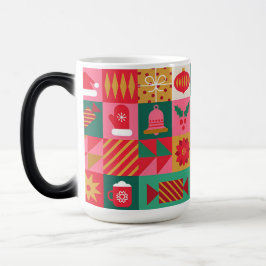 Caneca Mágica Grade de Ícones de Natal Coloridos com Tema de Fér