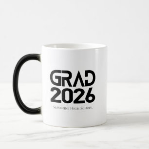Caneca Mágica Graduação Turma de 2026 Preto Branco Minimalista