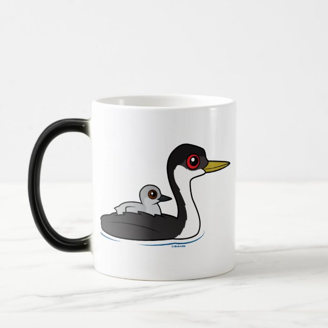 Caneca Mágica Grebe ocidental de Birdorable com bebê (Esquerda)