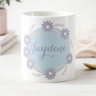 Caneca Mágica Grinalda de Margaridas Azul Pastel