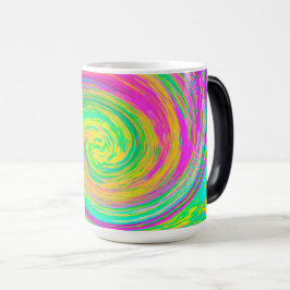 Caneca Mágica Groovy Abstrato púrpura e arco-íris amarelo