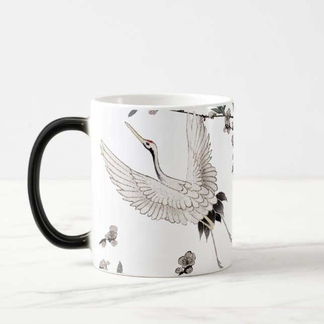 Caneca Mágica Grua japonesa tradicional com flor de ameixa  (Esquerda)