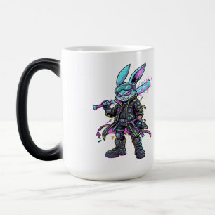 Caneca Mágica Guerreiro Coelho Cyberpunk Neon – Coelho Futurista