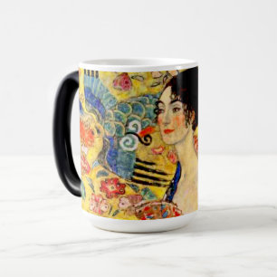 Caneca Mágica Gustav Klimt Lady com ventilador