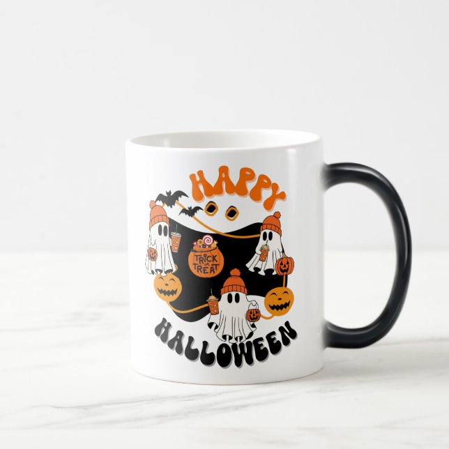 Caneca Mágica Halloween Boas Víbias Loucas, Bolinho De Café, (Direita)