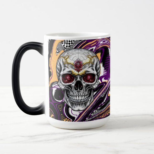 Caneca Mágica Halloween do Crânio Puro e Negro (Esquerda)